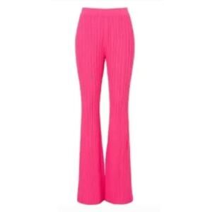 Adam Lippes Collective Pants Ribbed Knit High Waisted Pull On Bootcut Pink M